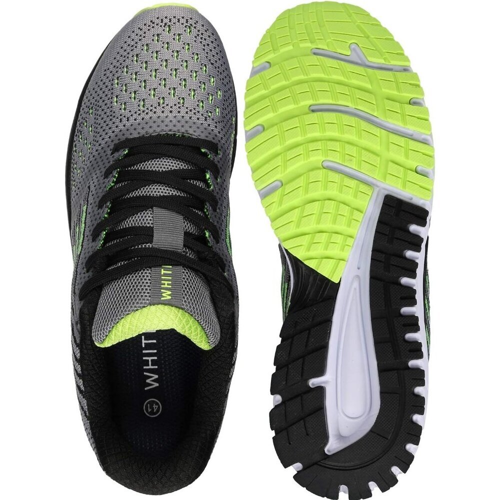 Men's Grey Green Supportive Running Shoes Cushioned Athletic Lace Up Sneakers - Picture 6 of 6